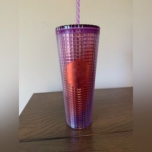 Starbucks Iridescent Purple to Pink Ombre Studded Tumbler with Straw